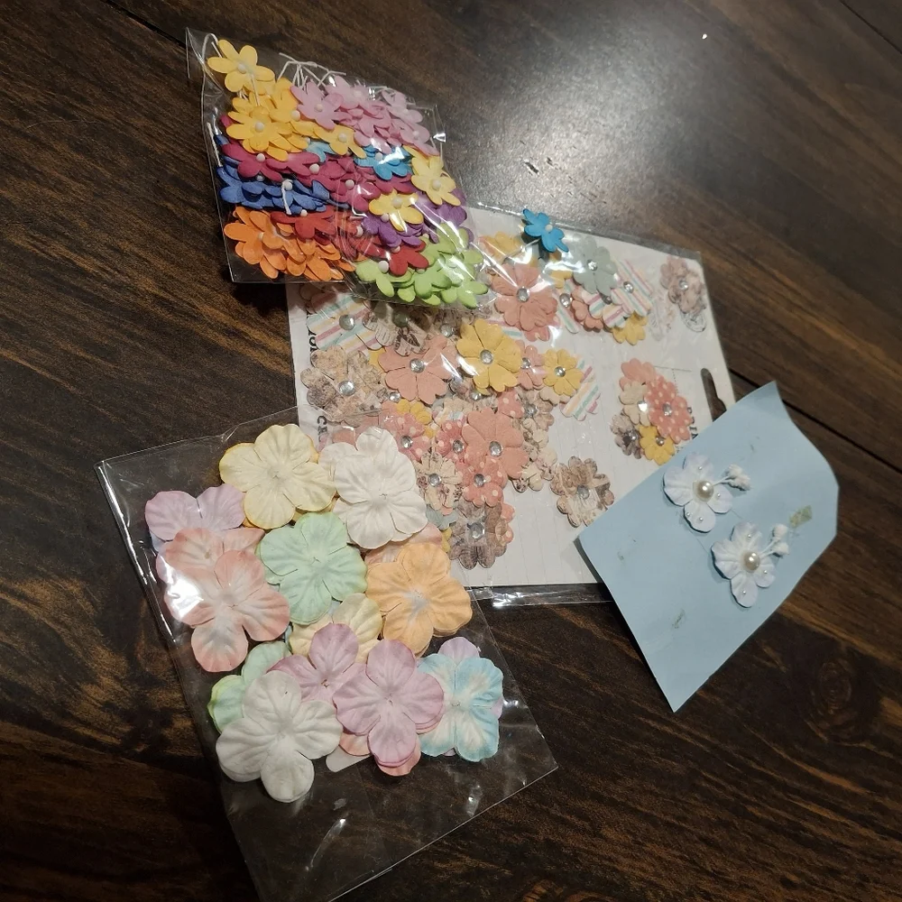 Paper Flower Floral Paper Crafts Mixed Media Scrapbook Art Supply  Embellishment
